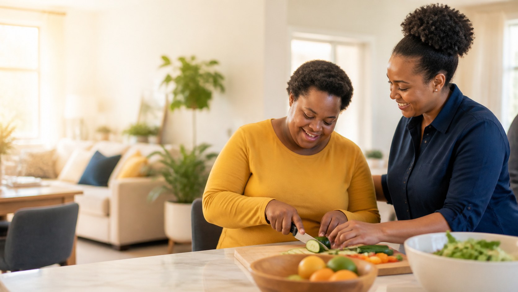 Support professional helping with meal preparation in a home